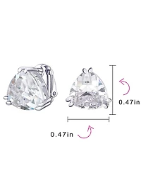 Bling Jewelry Triangle Shape Classic Large Statement 6CT Cz Solitaire Clip On Stud Earrings Rhodium Plated Brass Non Pierced 12MM