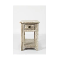 Artisan's Craft Rustic Farmhouse Distressed Solid Wood Chairside Table
