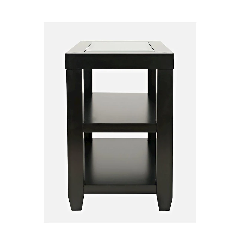 Urban Icon Contemporary Glass Inlay Chair Side End Table with Storage
