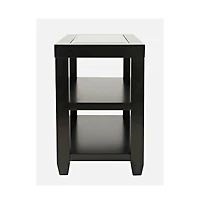 Urban Icon Contemporary Glass Inlay Chair Side End Table with Storage