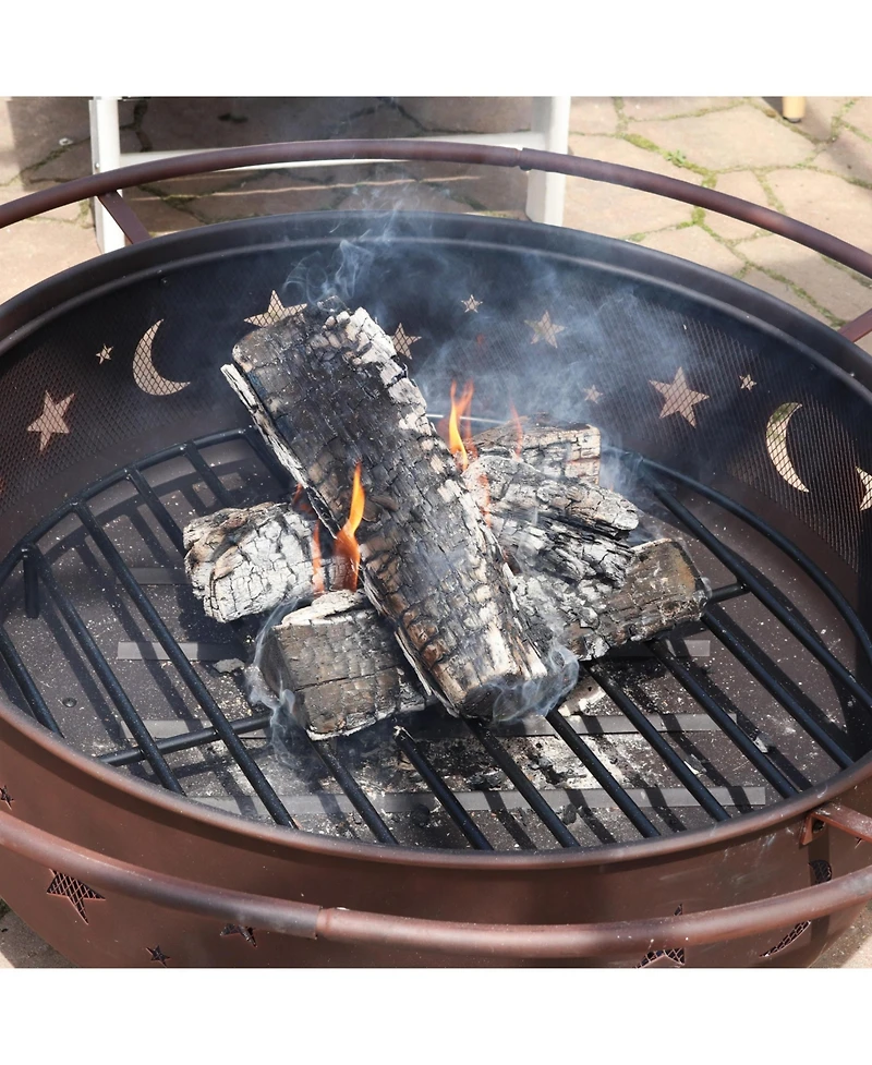 Outdoor Heavy-Duty Steel with High-Temperature Finish Round Fire Pit Firewood Log Grate