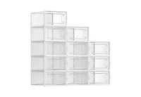 Songmics Home Stackable Clear Shoe Storage Boxes, Pack of 12, Transparent and White