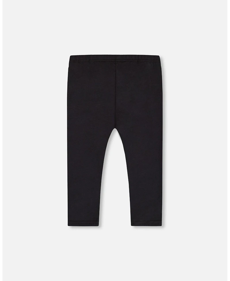 Deux par Deux Big Girls Organic Cotton Capri Legging Black And Small Flower