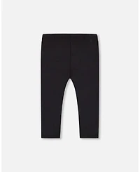 Deux par Deux Big Girls Organic Cotton Capri Legging Black And Small Flower