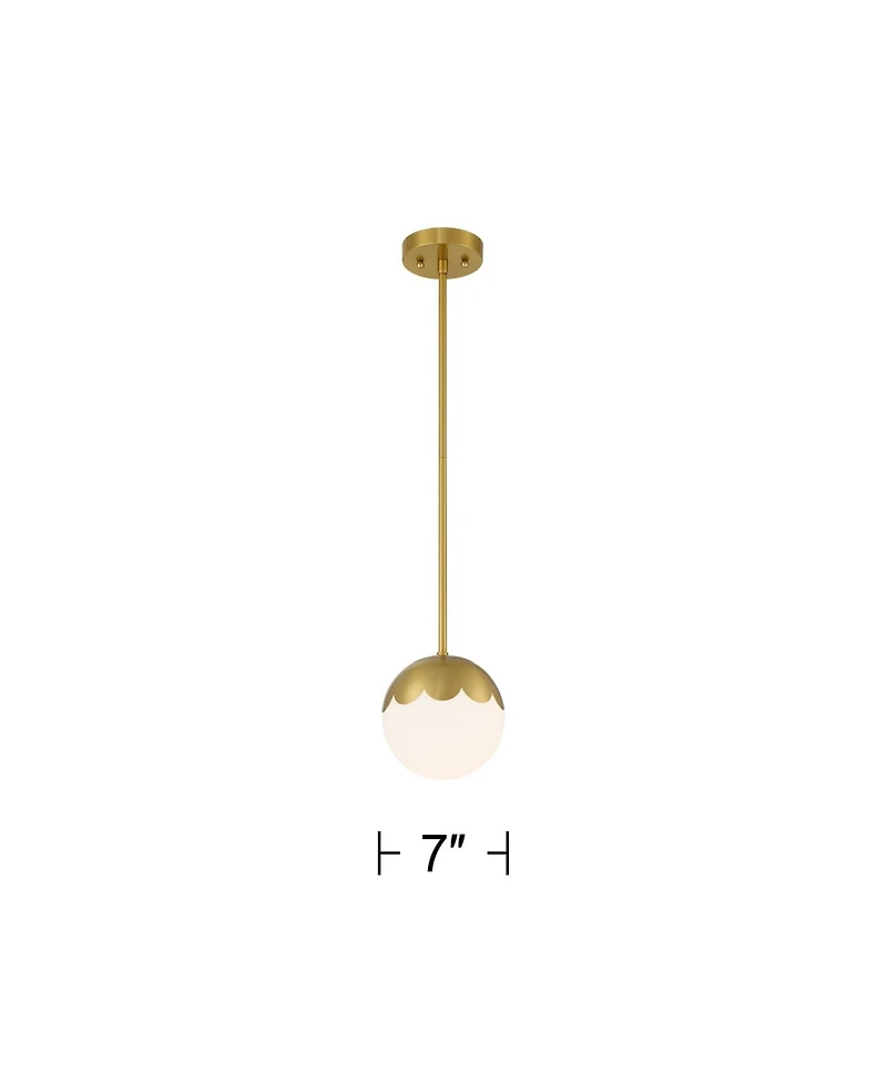 360 Lighting Camila 7" Mid Century Modern Pendant Ceiling Light Fixture Dining Room Over Table Globe Antique Brass Finish Mini