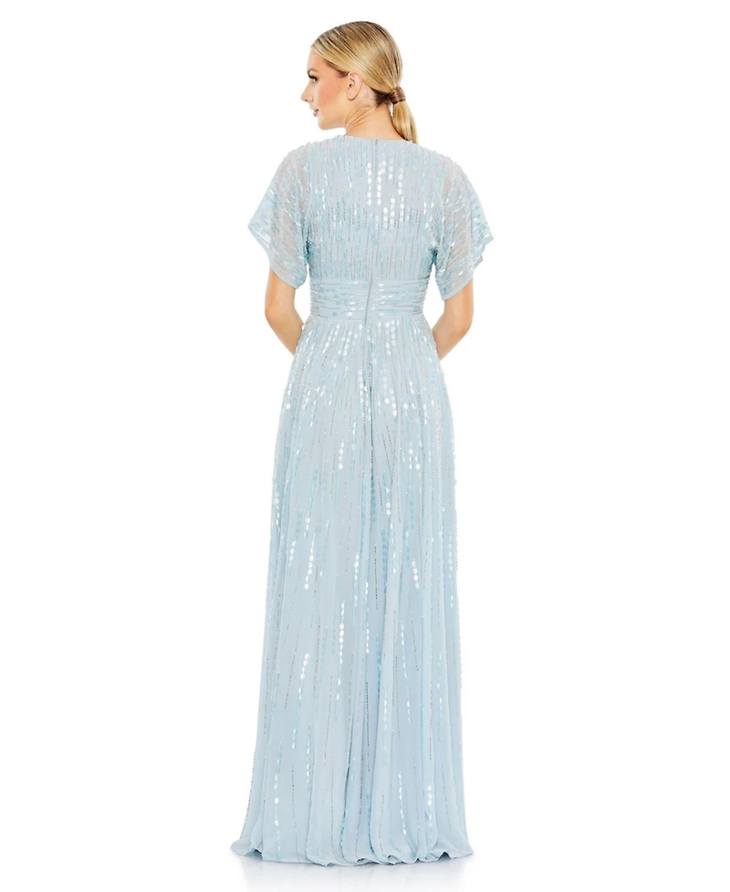 Mac Duggal Women's Embellished V Neck Evening Gown