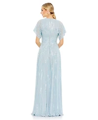 Mac Duggal Women's Embellished V Neck Evening Gown