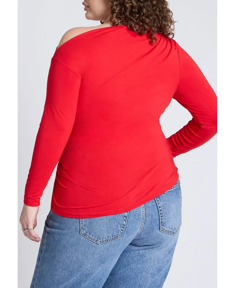 Eloquii Women's Plus Size Asym Top With Tie