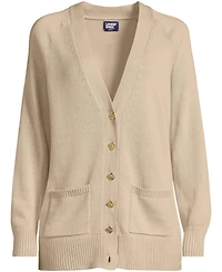 Lands' End Women's Drifter Varsity Vneck Relaxed Cardigan Sweater
