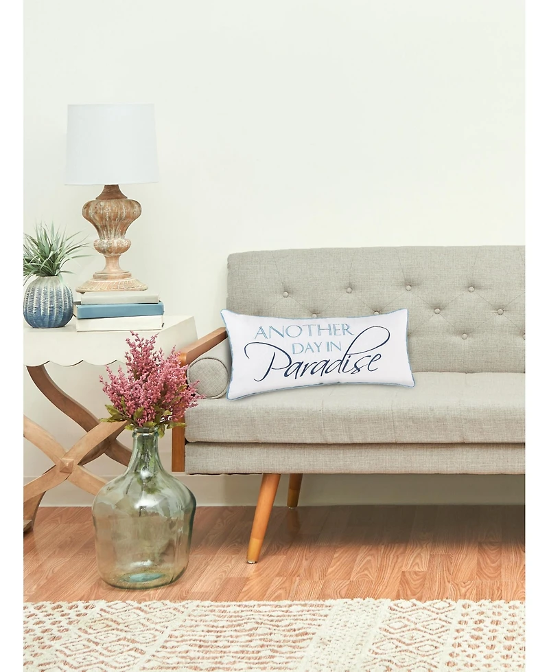 12" x 24" Embroidered "Another Day In Paradise" Decorative Accent Throw Pillow