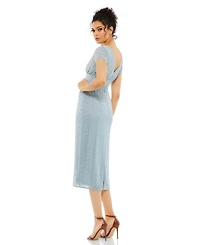 Mac Duggal Women's Beaded Cap Sleeve Column Midi Dress