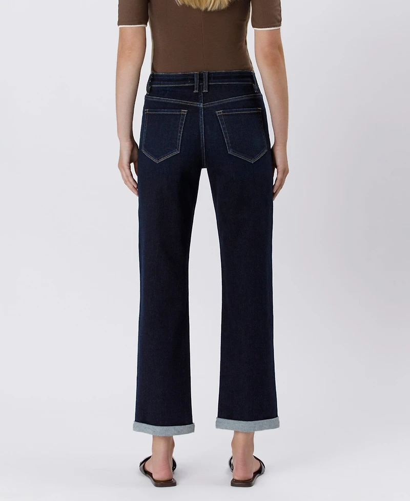 Flying Monkey Women's High Rise Cuffed Straight Jeans