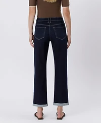 Flying Monkey Women's High Rise Cuffed Straight Jeans
