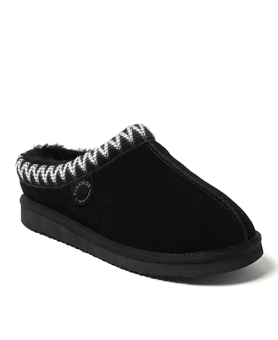 Dearfoams Men's Fireside by Grafton Genuine Shearling Clog Slipper with Taping