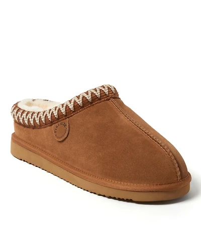Dearfoams Men's Fireside by Grafton Genuine Shearling Clog Slipper with Taping