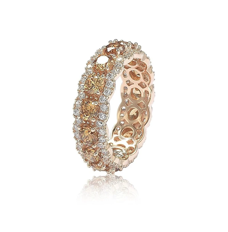 Suzy Levian Sterling Silver Cubic Zirconia French Filigree Eternity Band