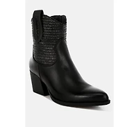 Big Mood Raffia & Faux Leather Cowboy Boots Women