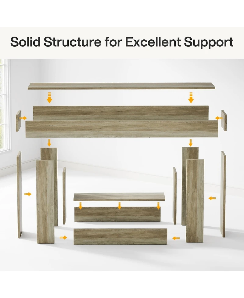 Tribesigns 63" Console Table, Farmhouse 2-Tier Entryway Table with U-Shaped Base, Narrow Long Wood Sofa Behind Couch for Living Room,