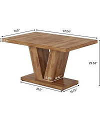 Tribesigns 47-Inch Dining Table for 4, Black Kitchen Dinner Table with Heavy Duty Pedestal, Farmhouse Wooden Eating Table for Home, Dining Room, Small