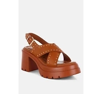 Nambo Stud Embellished Block Heel Women