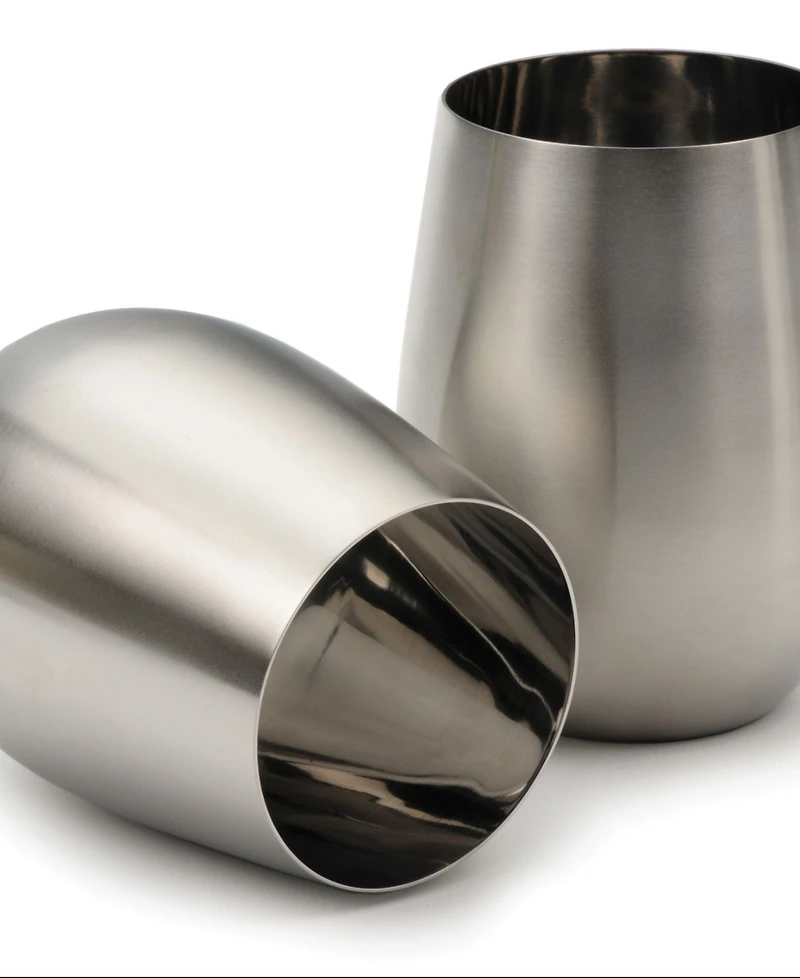 Rsvp International Stemless Stainless Steel Wine Glasses, Set of 2