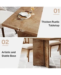 Tribesigns 63-inch Dining Table for 4-6, Farmhouse Kitchen Table with Large Tabletop, Rectangular Dinner Eating Table