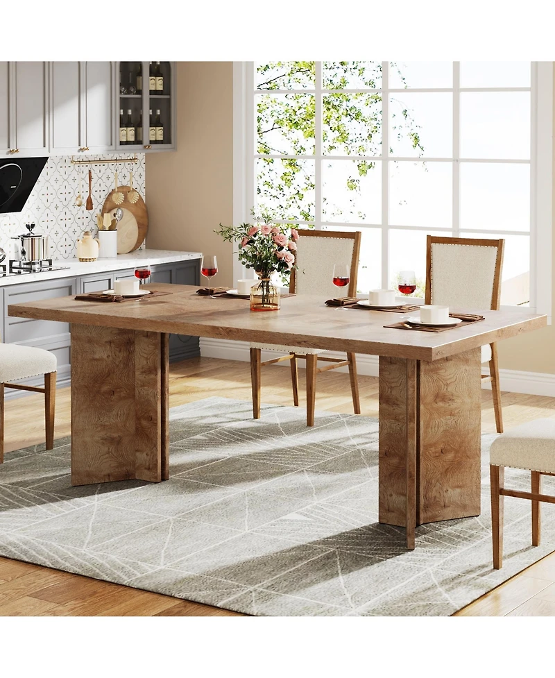 Tribesigns 63-inch Dining Table for 4-6, Farmhouse Kitchen Table with Large Tabletop, Rectangular Dinner Eating Table