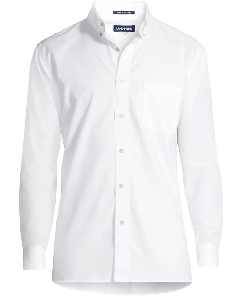 Lands' End Big & Tall Tailored Fit No Iron Solid Supima Cotton Oxford Dress Shirt