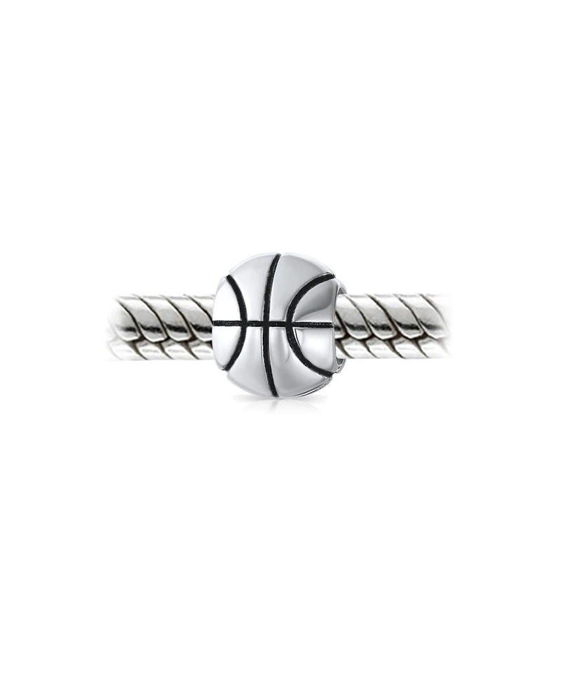 Bling Jewelry All American Sports Basketball Charm Bead Sterling Silver European Bracelet