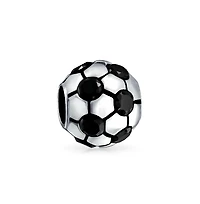 Bling Jewelry Black Cz Soccer Ball Mom Football Player Charm Bead Silver European Bracelet