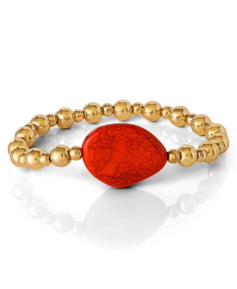 Jessica Simpson 3-Piece Beaded Stretch Bracelet Set - Gemstone & Gold-Tone Accents