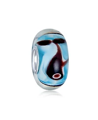 Bling Jewelry Nautical Glass Charm Bead Set Silver Core Multi-Color Murano Fish & Whale Design