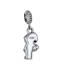 Bling Jewelry Cartoon Cheerleader Soccer Player Dangle Charm Bead Sterling Silver Bracelet