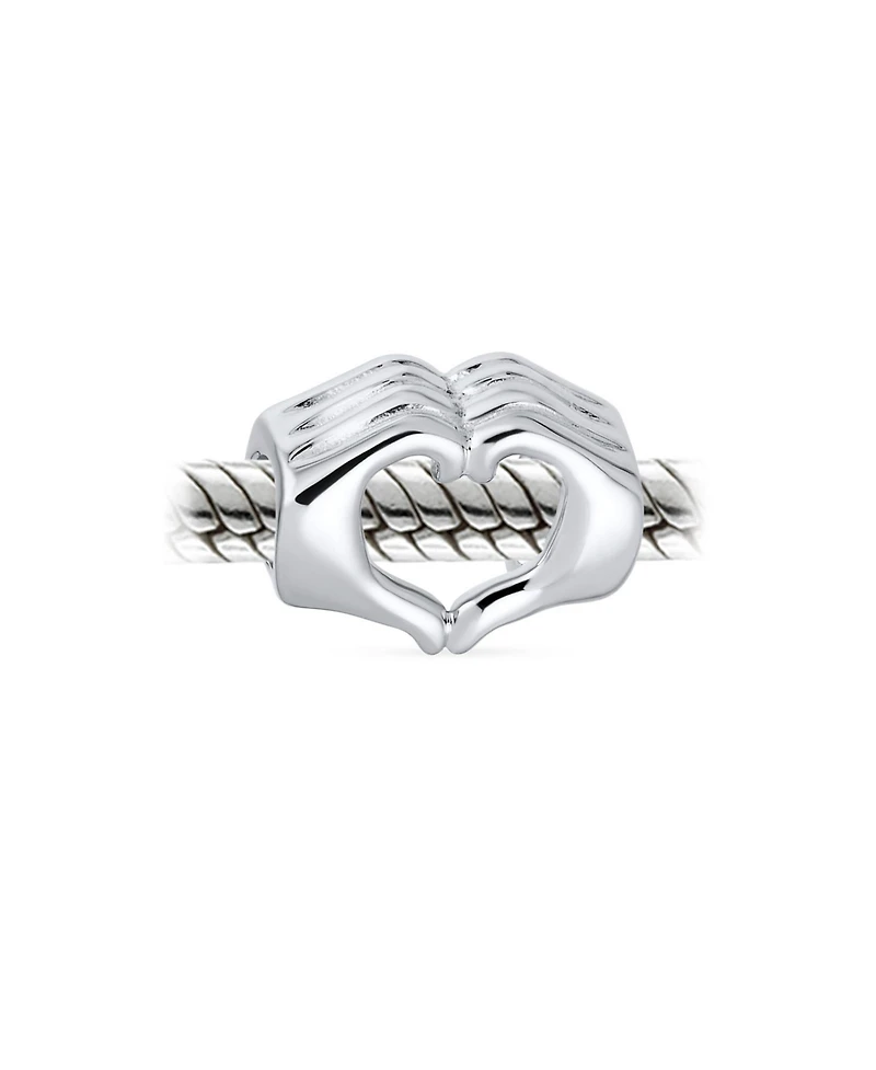 Bling Jewelry Bff Hand Sign Heart Symbol I Love You Charm Bead Sterling Silver Bracelet