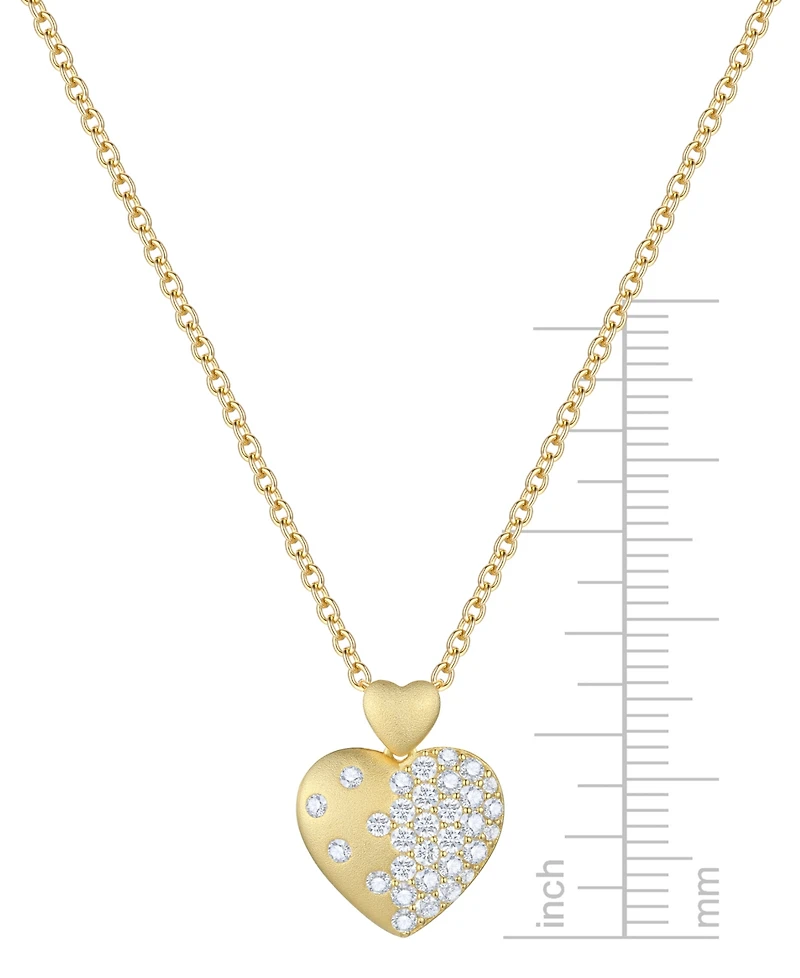 Diamond Scatter Pave Cluster Double Heart 18" Pendant Necklace (1/2 ct. t.w.) Sterling Silver or 14k Gold-Plated