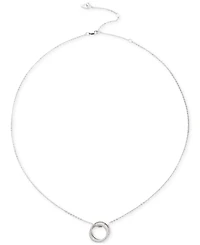 Lauren Ralph Lauren Sterling Silver Cubic Zirconia Pave Pendant Necklace, 16" + 3" extender