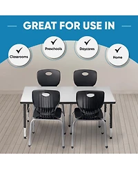 Bintiva Activity Table 24" x 48" Gray Edge - Gray Legs Adjusts 21" - 30" - Black edge