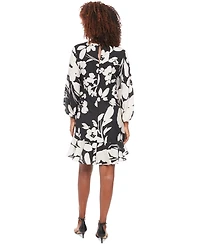 London Times Petite Printed V-Neck Tiered Shift Dress