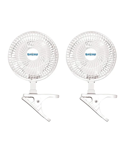 Hurricane Classic 6 Inch 2 Speed Desk Table Mini Clip On Fan, White (2 Pack
