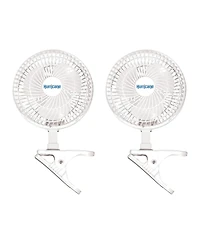 Hurricane Classic 6 Inch 2 Speed Desk Table Mini Clip On Fan, White (2 Pack
