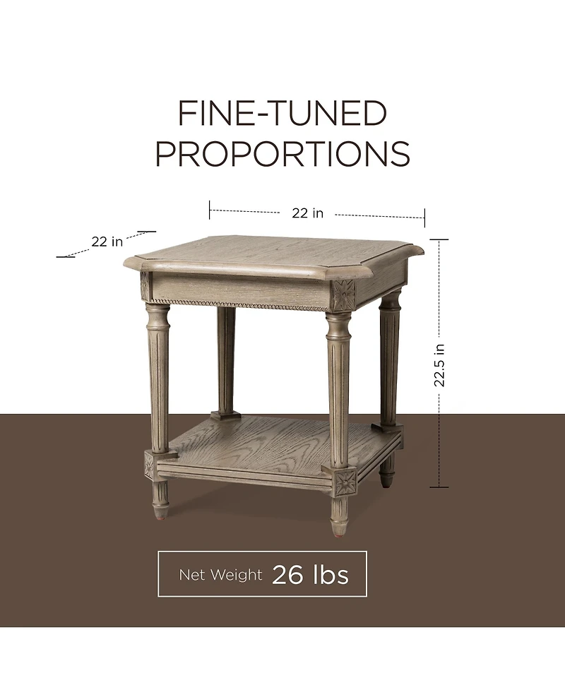 Maven Lane Pullman Traditional Wooden Coffee and 2 Side Tables, Antiqued Grey