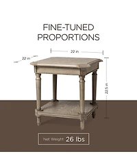 Maven Lane Pullman Traditional Wooden Coffee and 2 Side Tables, Antiqued Grey