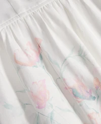 Juniors' Scalloped-Neck Placed Floral Midi Dress