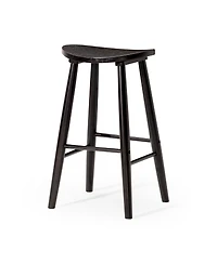 Maven Lane Luna Counter Stool in Rustic Black Wood Finish, Set of 3