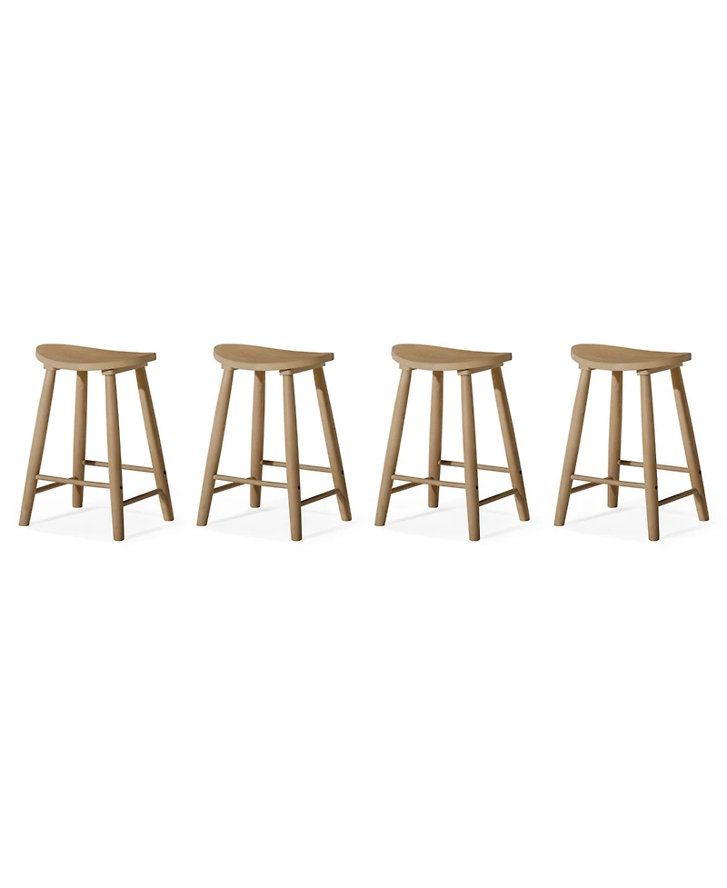 Maven Lane Luna Counter Stool in Light Oak Wood Finish, Set of 4