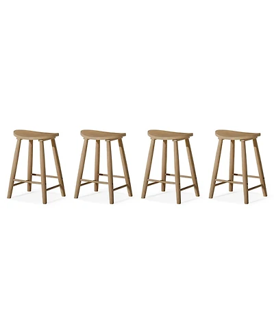 Maven Lane Luna Counter Stool in Light Oak Wood Finish, Set of 4