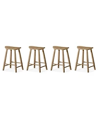 Maven Lane Luna Counter Stool in Light Oak Wood Finish, Set of 4