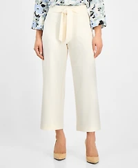 Ak Anne Klein Petite Tie-Waist Wide-Leg Cropped Pants