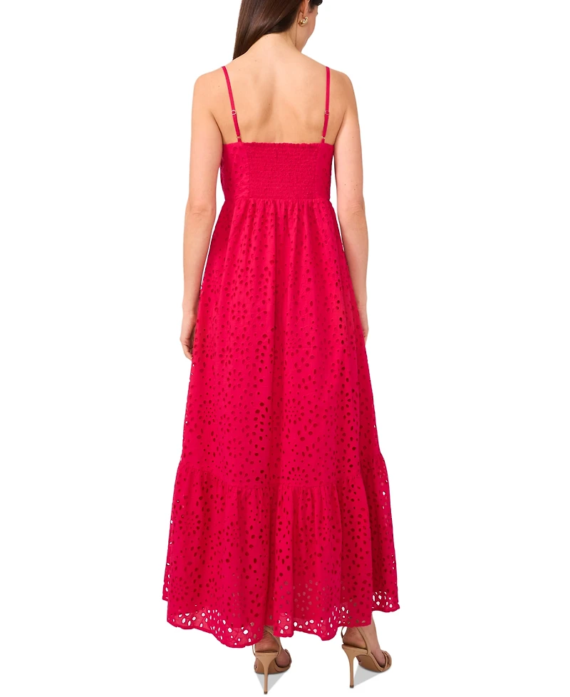 1.state Women's Eyelet Detail Cotton Maxi Dress