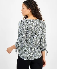 Ak Anne Klein Women's Printed V-Neck Blouse